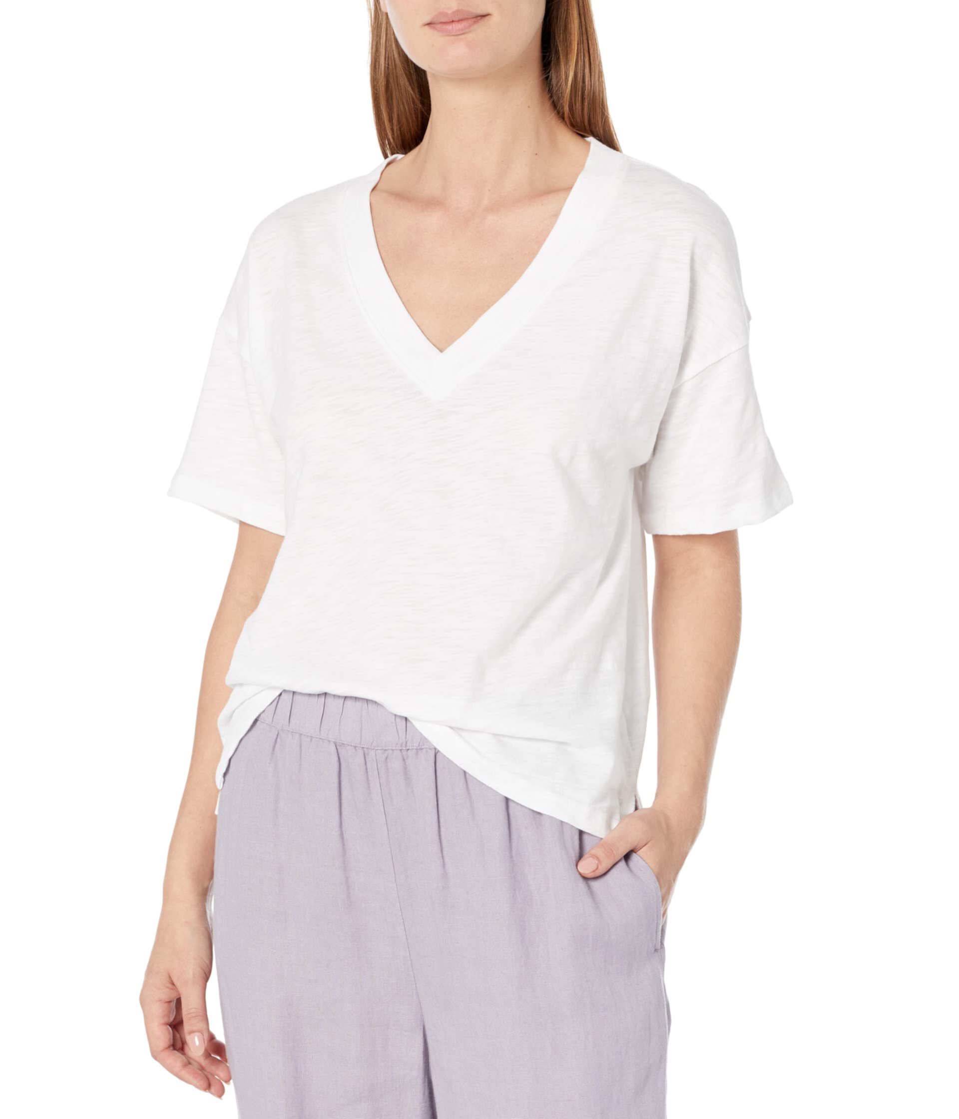 Short Sleeve Boxy V-Neck Lilla P