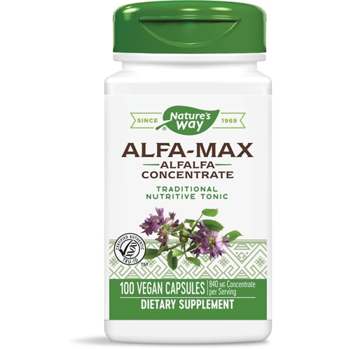 Alfa-Max Alfalfa Concentrate - Traditional Nutritive Tonic -- 100 Vegan Capsules (Веганские капсулы) Nature's Way