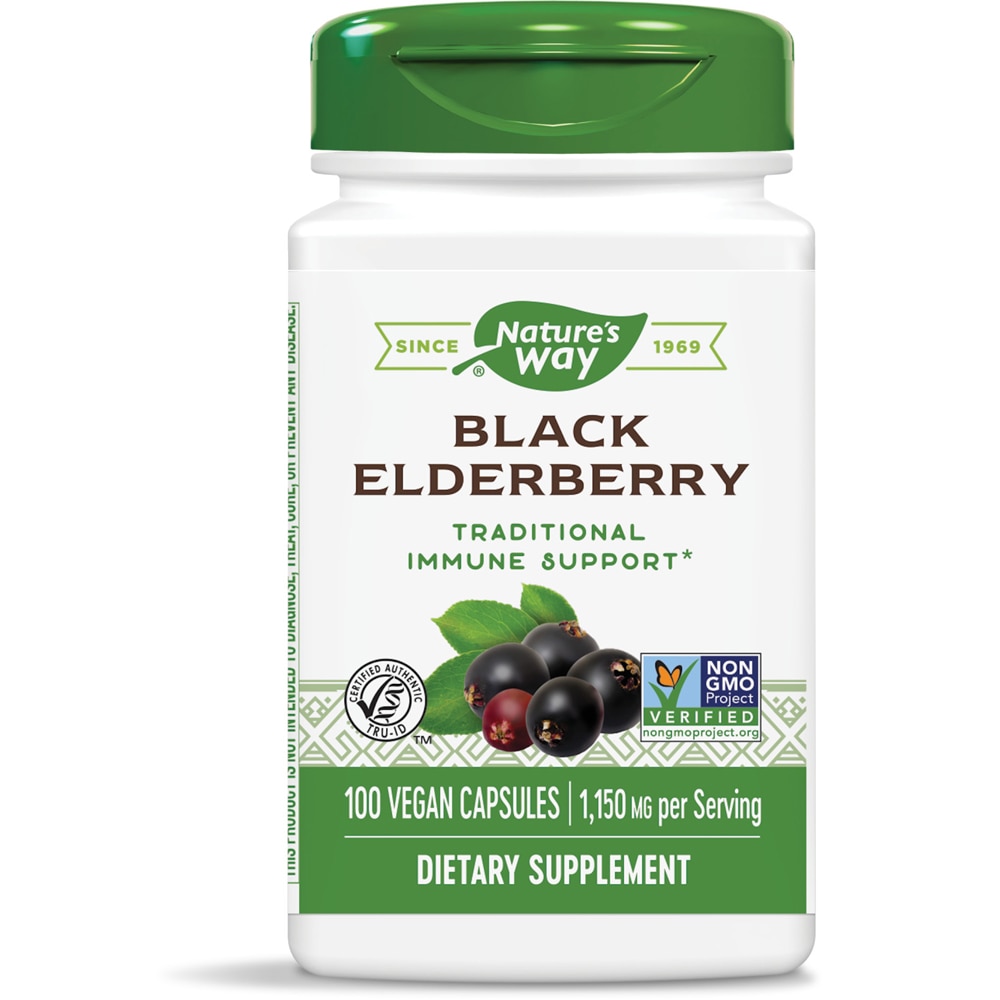 Black Elderberry - Traditional Immune Support -- 1150 mg per serving - 100 Vegan Capsules (Веганские капсулы) Nature's Way