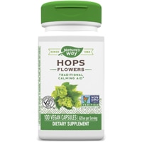 Hops Flowers - Traditional Calming Aid -- 620 mg Per Serving (Порция) - 100 Vegan Capsules (Веганские капсулы) Nature's Way