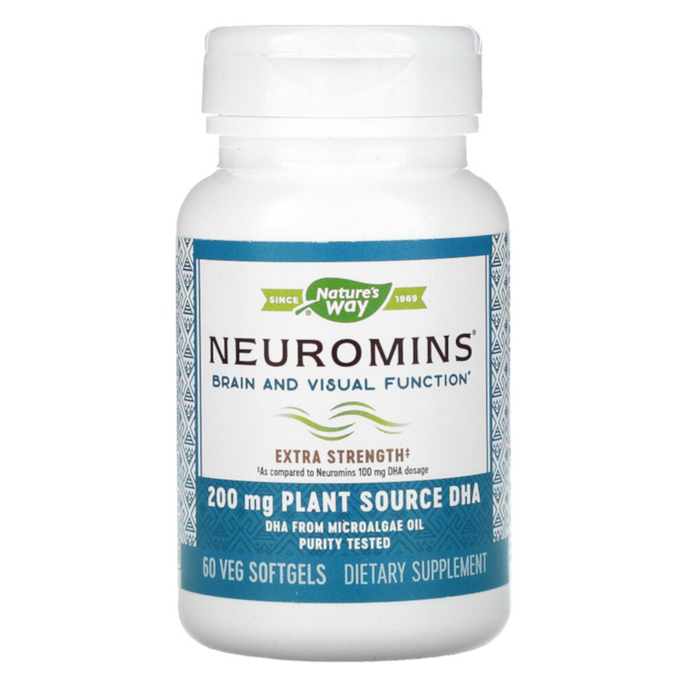 Neuromins - 200 мг DHA растительного происхождения - Мозг и зрительная функция - 60 растительных мягких желатиновых капсул Nature's Way
