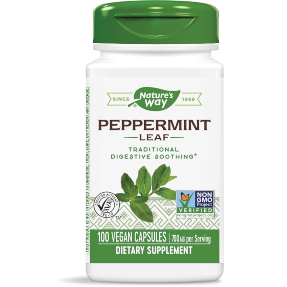 Peppermint Leaf -- 700 mg Per Serving (Порция) - 100 Vegan Capsules (Веганские капсулы) Nature's Way