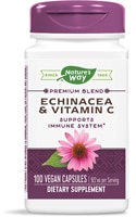 Премиальная смесь эхинацеи и витамина С — 922 мг на порцию — 100 веганских капсул Nature's Way