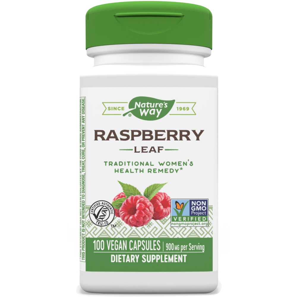 Raspberry Leaf -- 900 mg Per Serving (Порция) - 100 Vegan Capsules (Веганские капсулы) Nature's Way