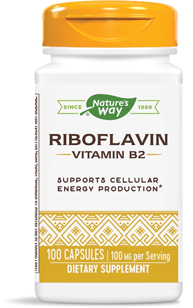 Рибофлавин, витамин B2 — клеточная энергия — 100 мг на порцию — 100 капсул Nature's Way