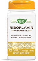 Рибофлавин, витамин B2 — клеточная энергия — 100 мг на порцию — 100 капсул Nature's Way