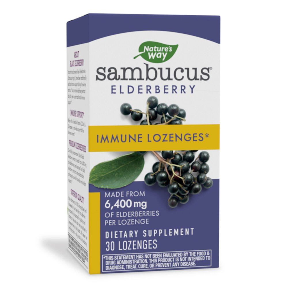 Sambucus Elderberry Immune Lozenges (Пастилки) -- 30 Lozenges Nature's Way