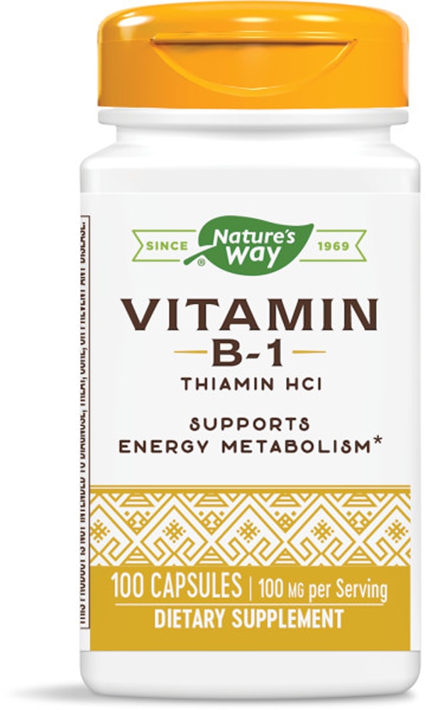 Витамин B-1 - тиамин гидрохлорид - поддерживает энергетический обмен - 100 капсул Nature's Way