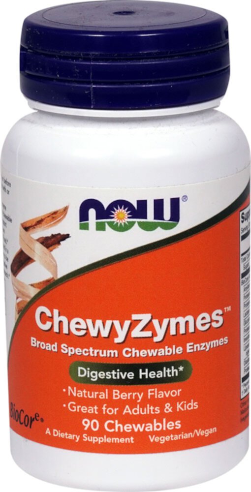 ChewyZymes Natural Berry -- 90 Chewables (Жевательные таблетки) NOW Foods