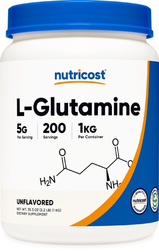 Порошок L-глютамина без вкуса – 200 порций Nutricost