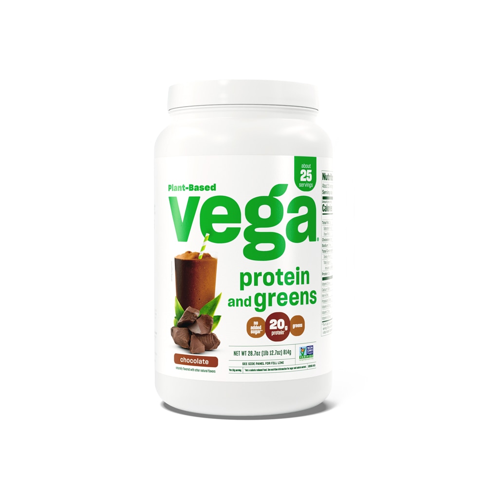 Protein and Greens Vegan Protein Powder Chocolate — 25 порций Vega