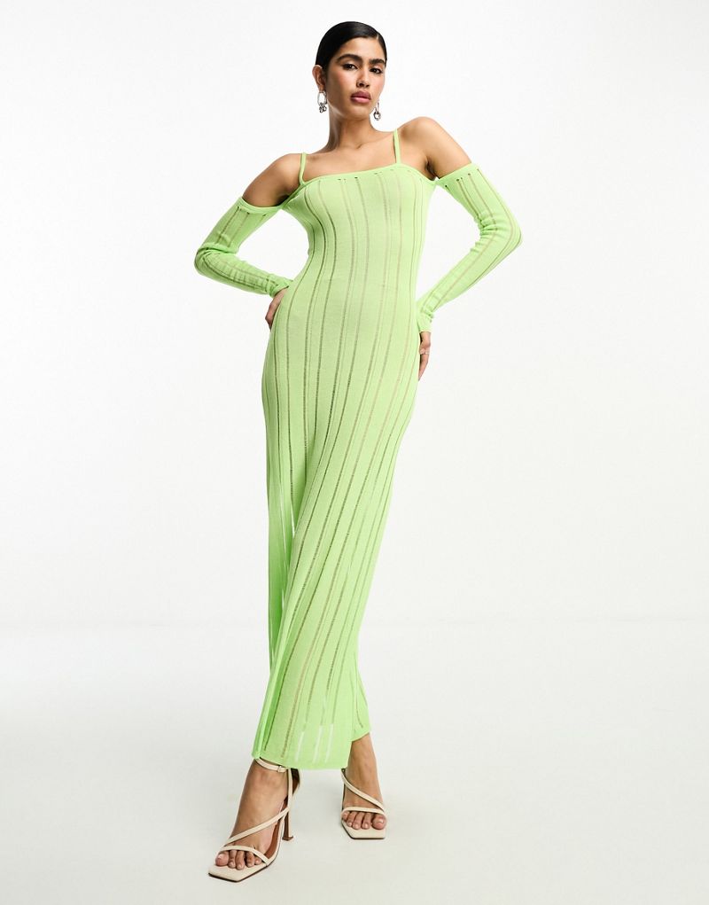 Зеленое платье макси с длинными рукавами NA-KD x Josefine HJ NAKD