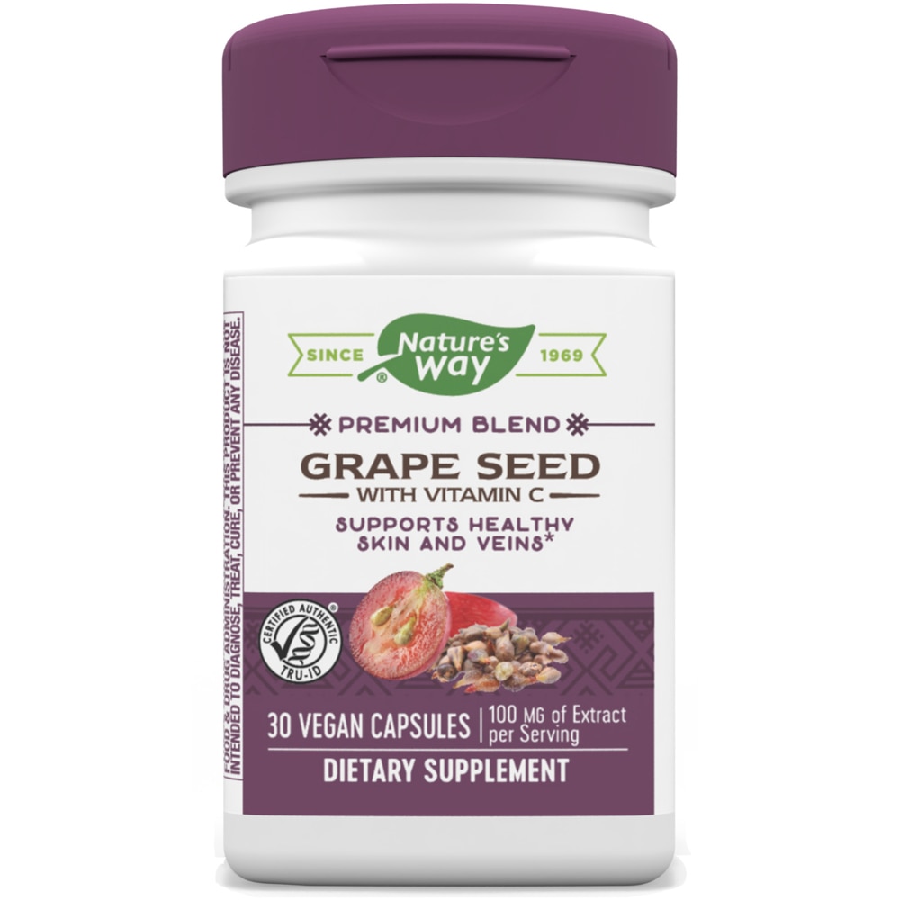 Экстракт семян винограда - 100 мг на порцию - 30 веганских капсул - Nature's Way Nature's Way