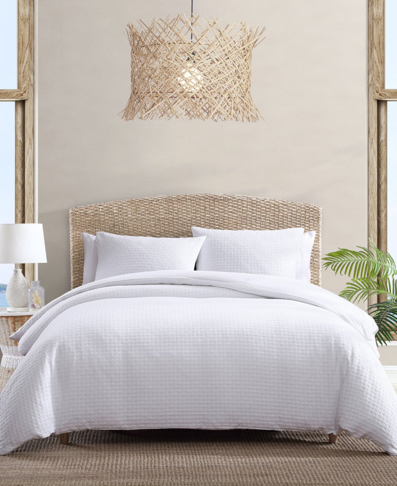 CLOSEOUT! Basketweave Solid Cotton and Polyster fill 4 Piece Comforter Set, King Tommy Bahama Home