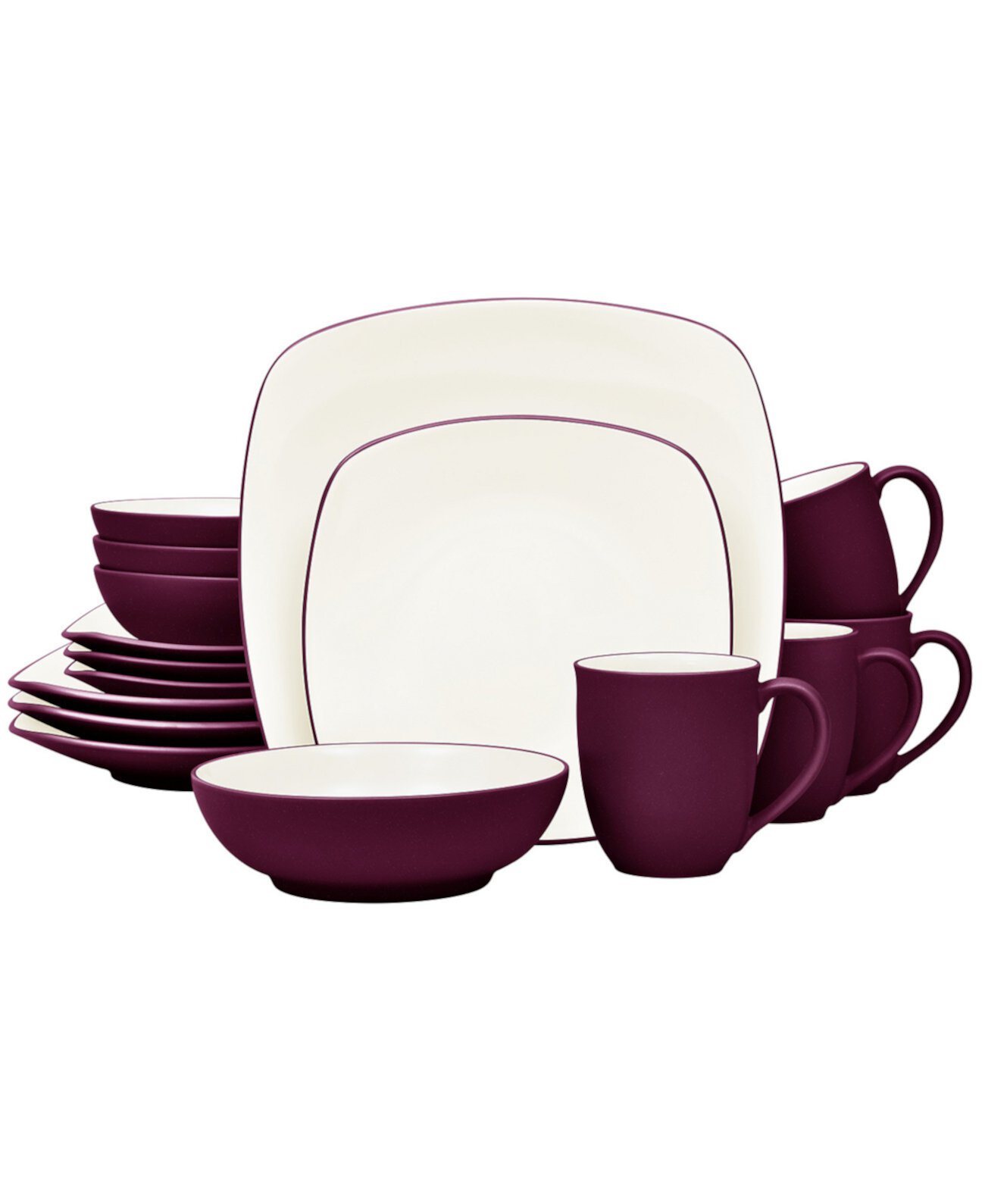 Colorwave Square Burgundy 16-Pc. Dinnerware Set, Service for 4 Noritake