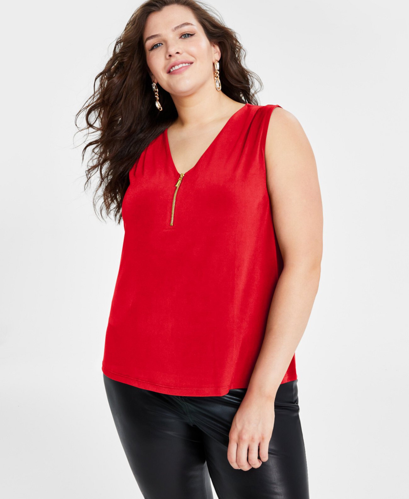 Plus Size Half-Zip Tank Top, Created for Macy's I.N.C. International Concepts