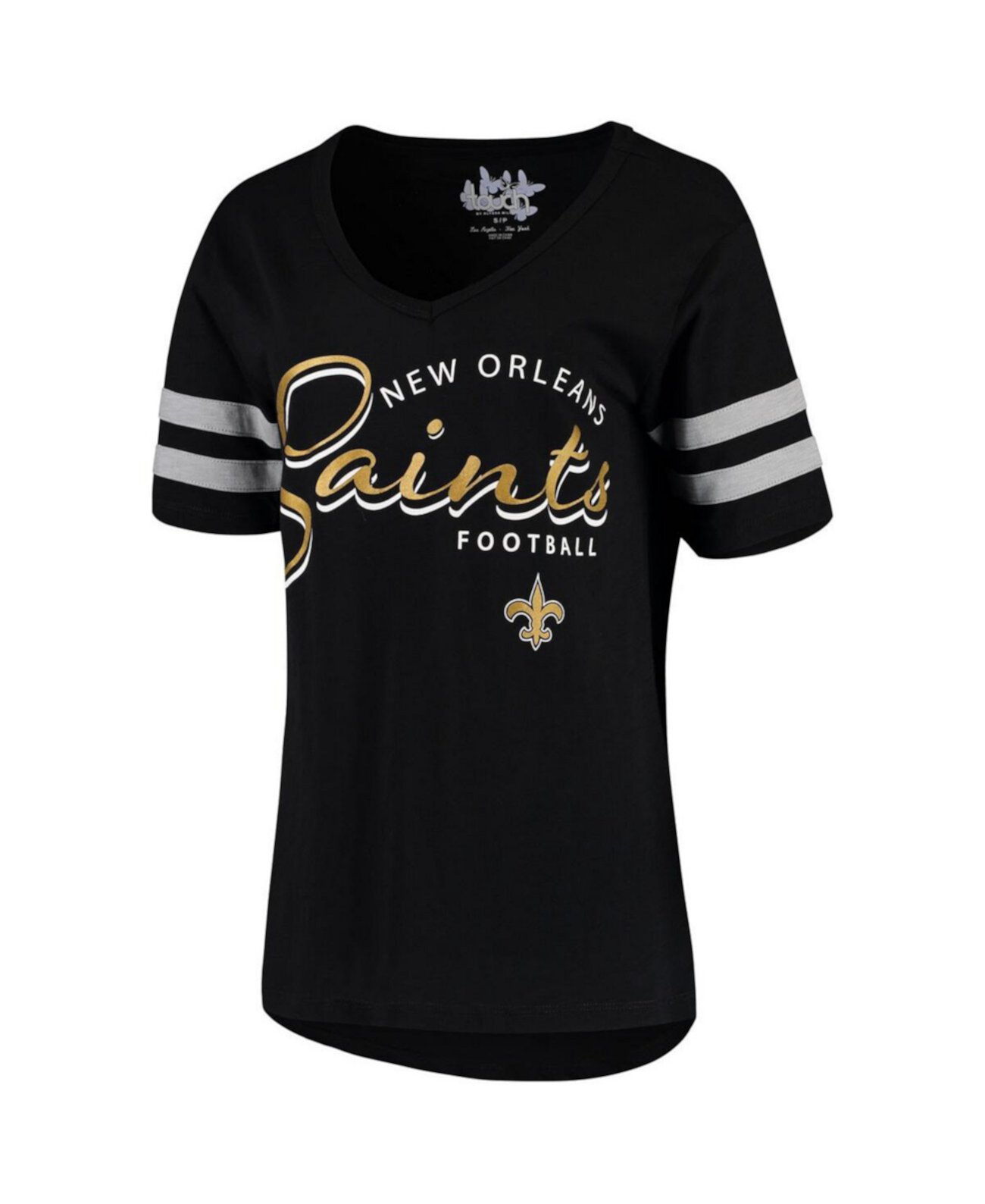 Женская черная футболка New Orleans Saints Triple Play с v-образным вырезом Touch