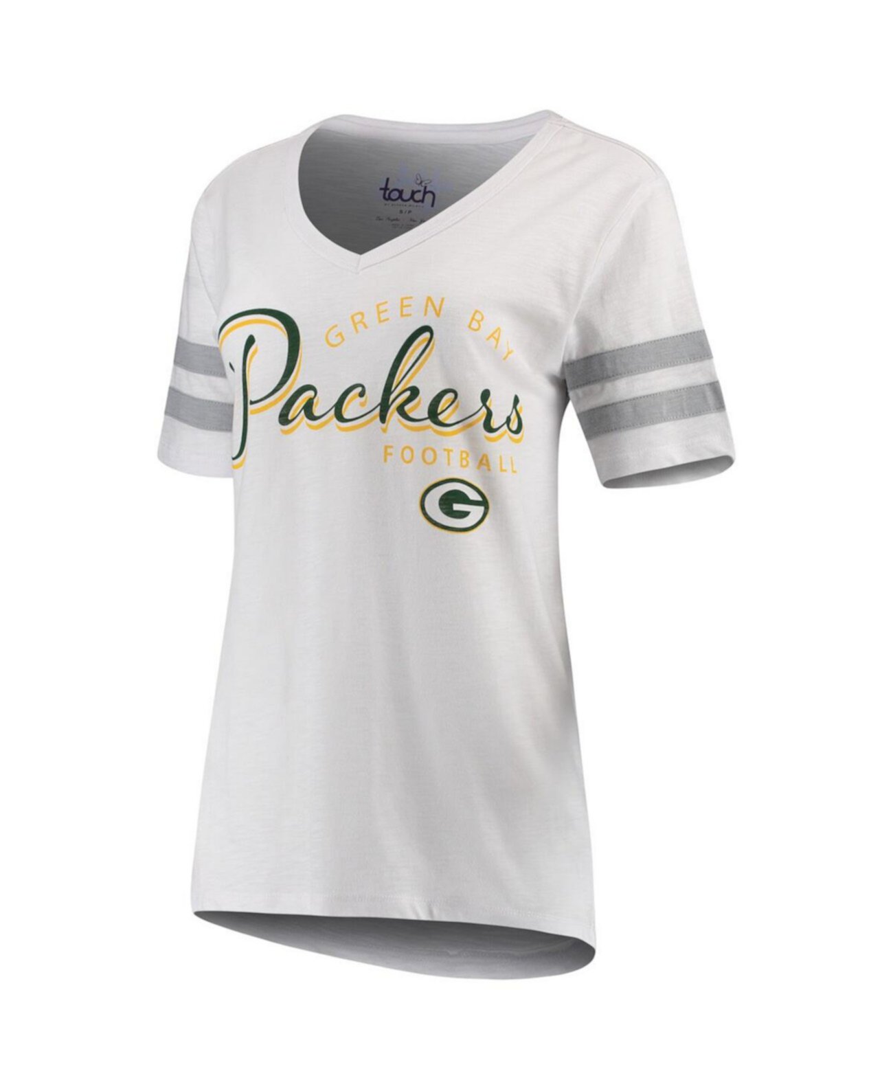 Женская белая футболка Green Bay Packers Triple Play с v-образным вырезом Touch