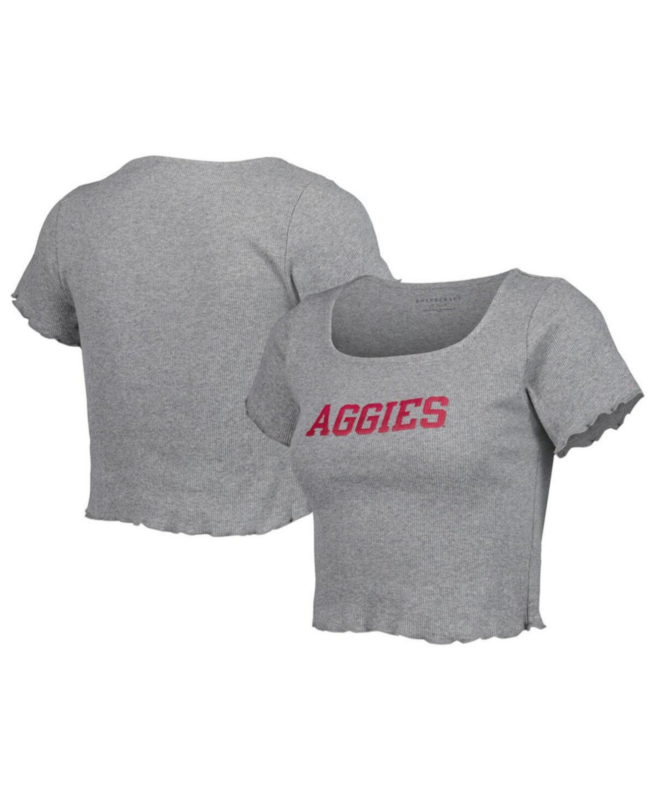 Женская серая футболка Texas A&M Aggies Baby Rib Lettuce с отделкой по краю Boxercraft