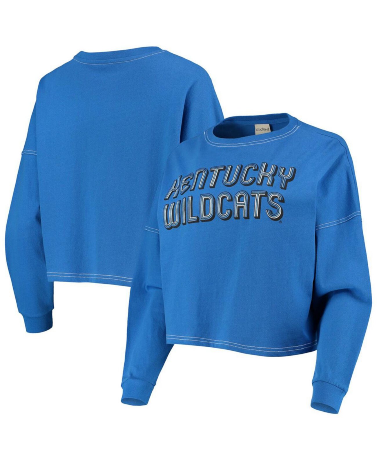 Женская трикотажная футболка Royal Kentucky Wildcats в винтажном стиле с длинными рукавами и большим рукавом Chicka-d