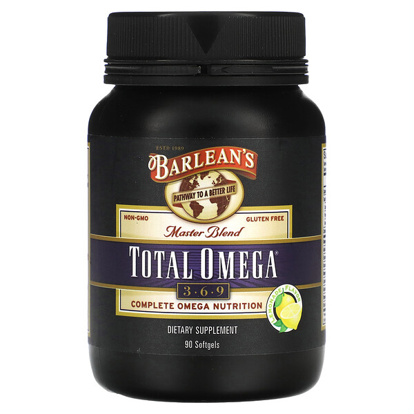 Master Blend, Total Omega 3-6-9, Lemonade, 90 Softgels (Мягкие капсулы) Barlean's