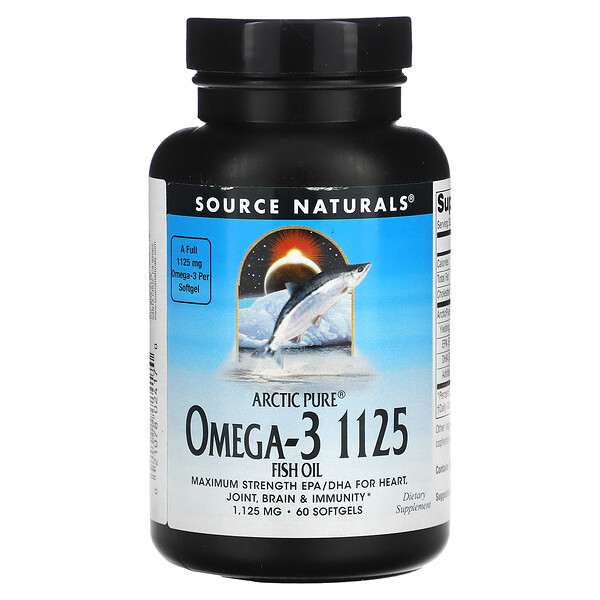 Arctic Pure, Рыбий жир с омега-3, 1125 мг, 60 мягких таблеток Source Naturals