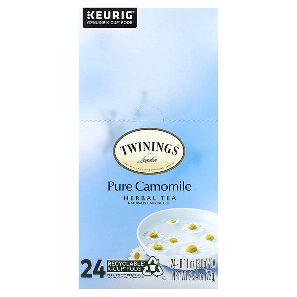 Pure Camomile Herbal Tea, Caffeine Free, 24 K-Cup Pods, 0.11 oz (3 g) Each Twinings