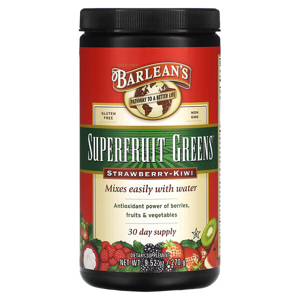 Superfruit Greens, клубника-киви, 9,52 унции (270 г) Barlean's