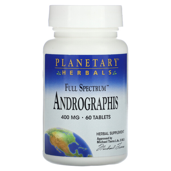 Полный спектр андрографиса, 400 мг, 60 таблеток Planetary Herbals