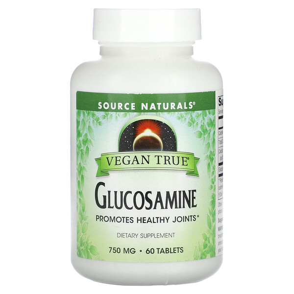 Vegan True, Глюкозамин, 750 мг, 60 таблеток Source Naturals