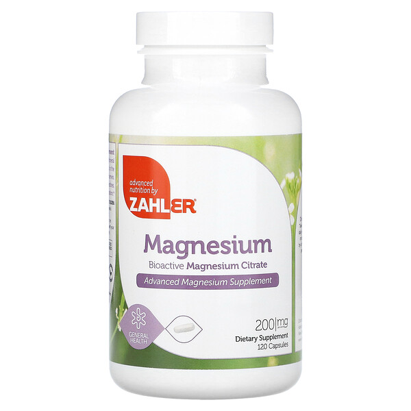 Magnesium, Биоактивный цитрат магния, 200 мг, 120 капсул Zahler