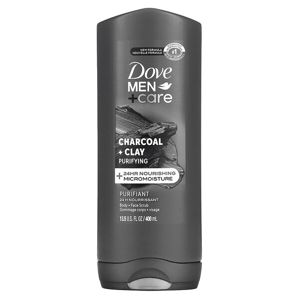 Men+Care, Purifying, Body and Face Scrub , Charcoal + Clay, 13.5 fl oz (400 ml) Dove