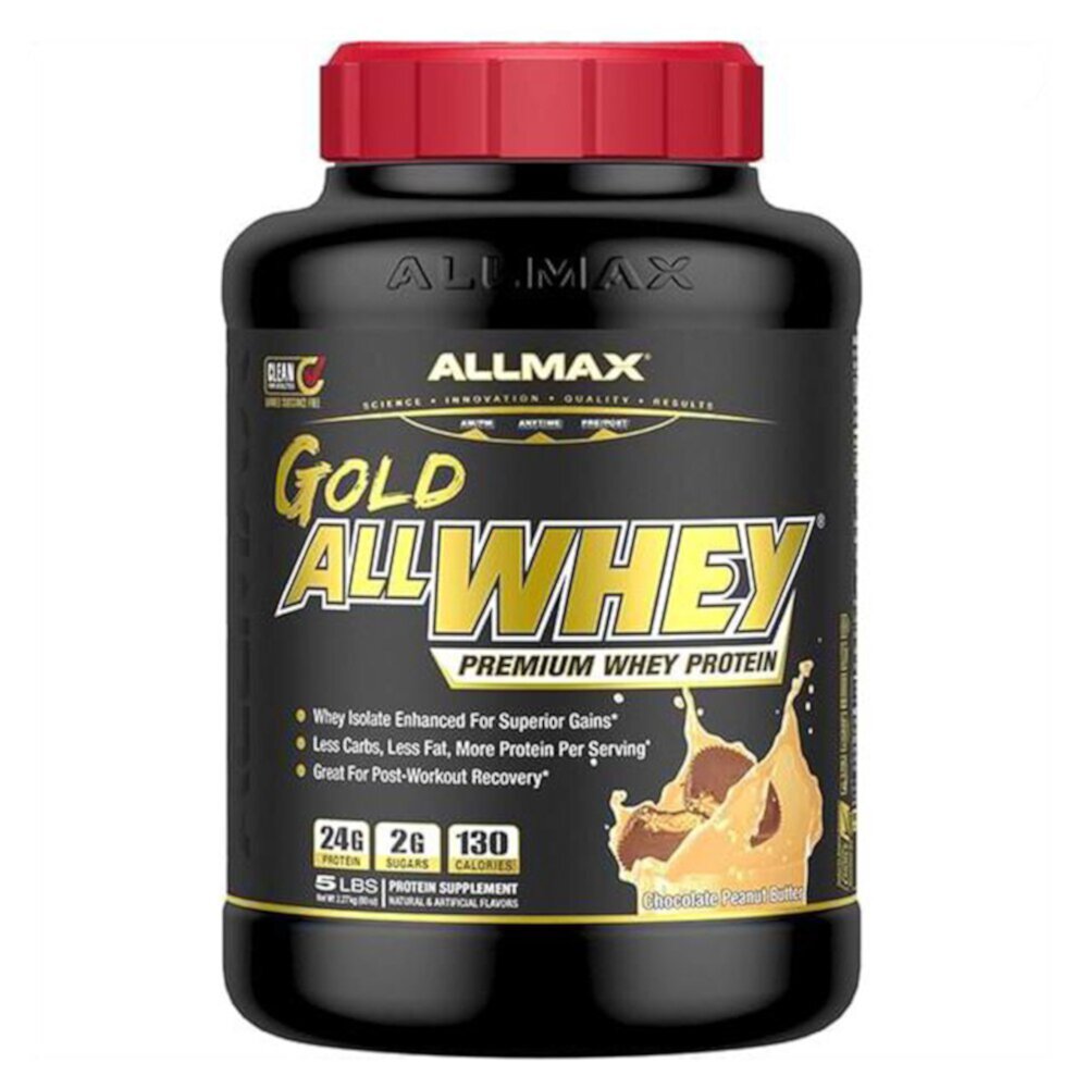 Gold AllWhey Premium Whey Protein Powder (Порошок) Chocolate Peanut Butter -- 5 lbs ALLMAX