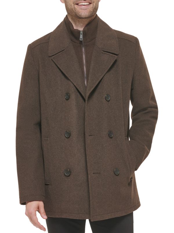 Мужское Пальто Kenneth Cole Double Breasted Bib Peacoat Kenneth Cole