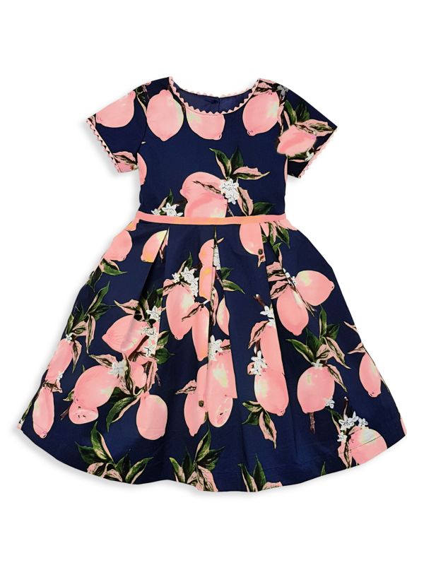 Платье с лимонным принтом для маленьких девочек и девочек Joe-Ella
