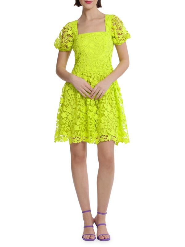 Кружевное мини-платье с пышными рукавами Donna Morgan