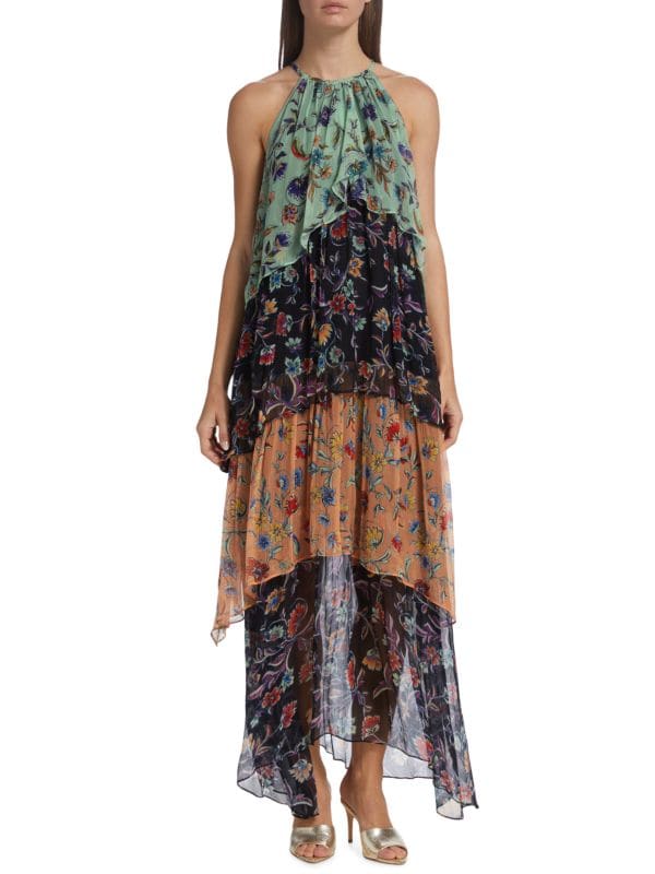 Плиссированное платье макси с цветочным принтом Chrisley Ramy Brook