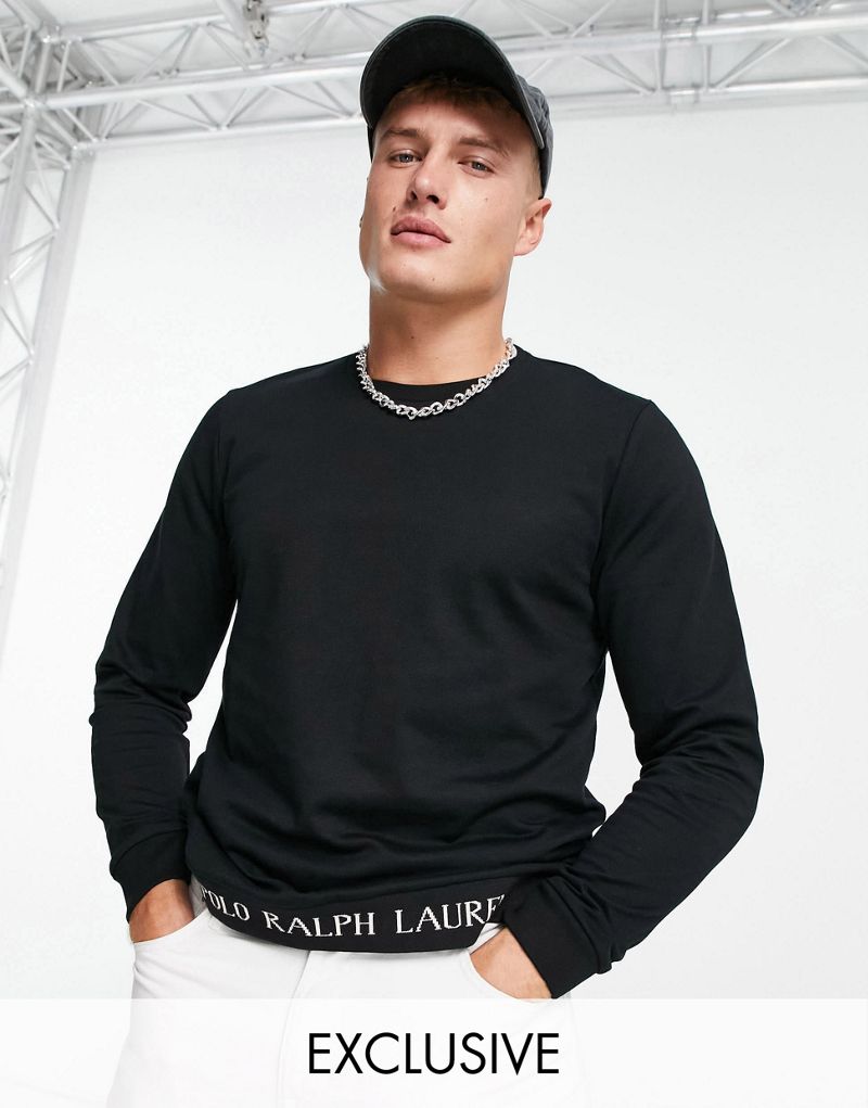 Черный свитшот Polo Ralph Lauren с текстовым логотипом по краю — эксклюзивно для ASOS Polo Ralph Lauren