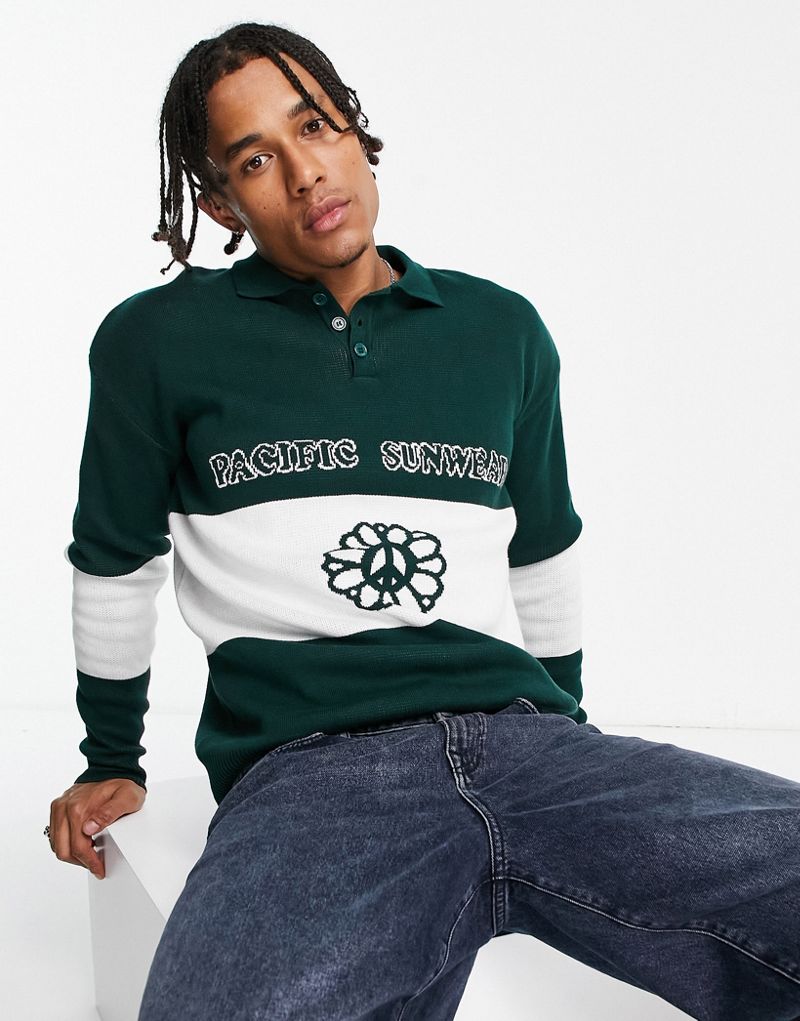 Зеленый вязаный свитер с лепестками Pacsun PACSUN