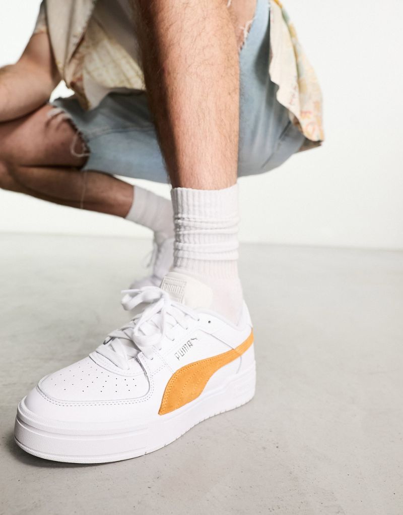  Мужские кроссовки PUMA CA Pro в белом цвете с желтыми деталями для повседневного образа PUMA