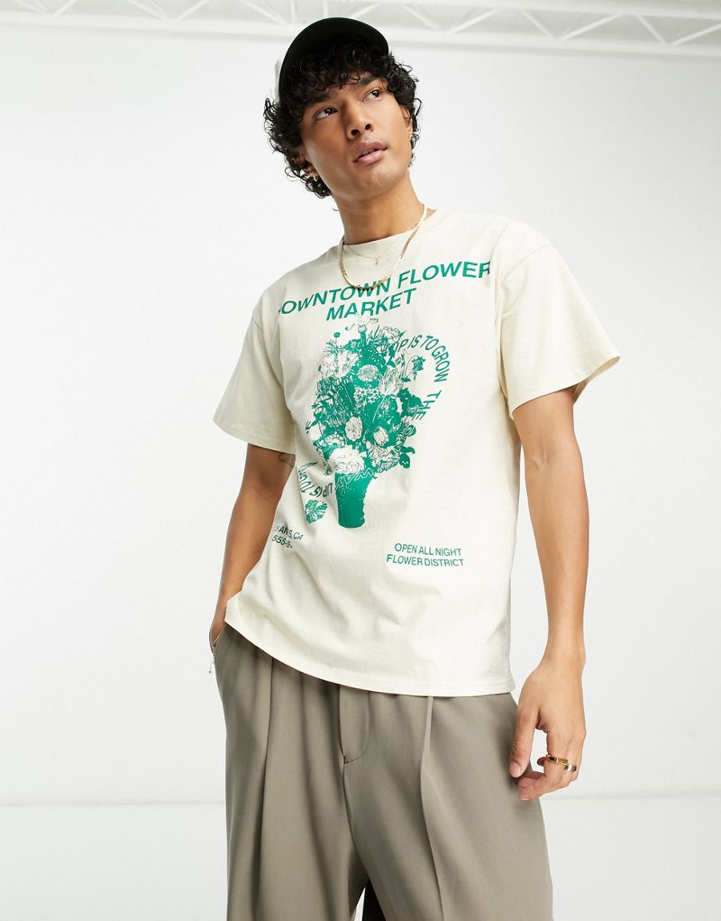 Кремовая футболка с мотивом цветочного рынка PacSun PACSUN