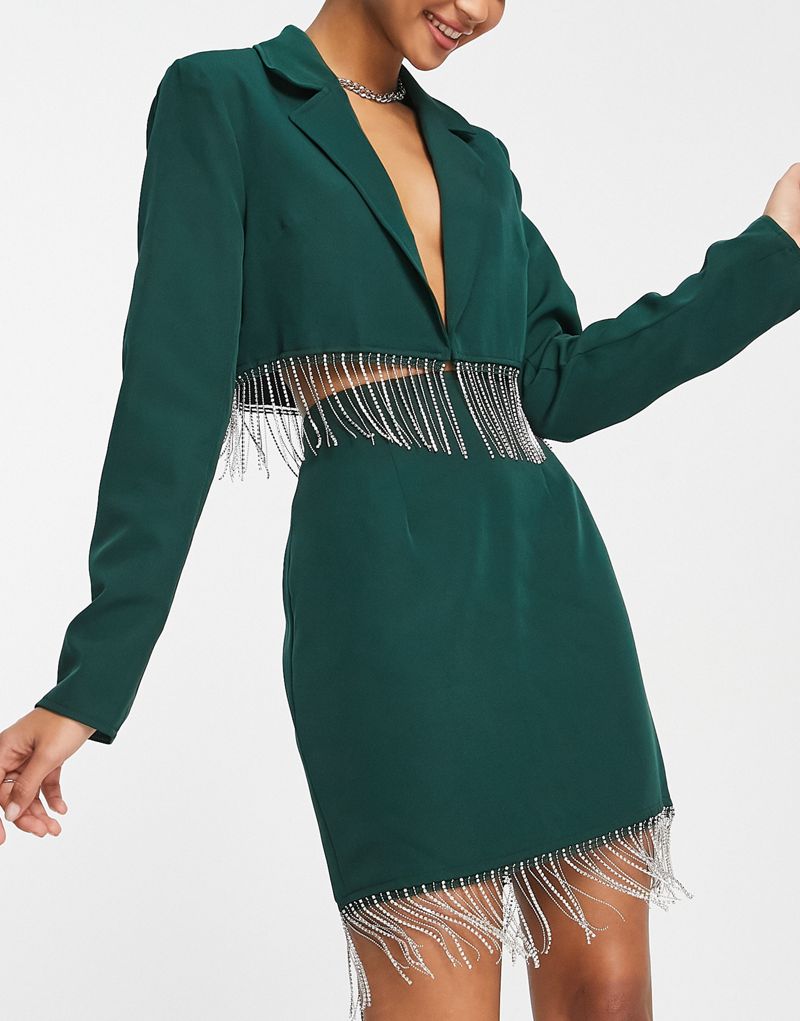 Мини-юбка изумрудно-зеленого цвета с декоративной отделкой Saint Genies — часть комплекта Saint Genies