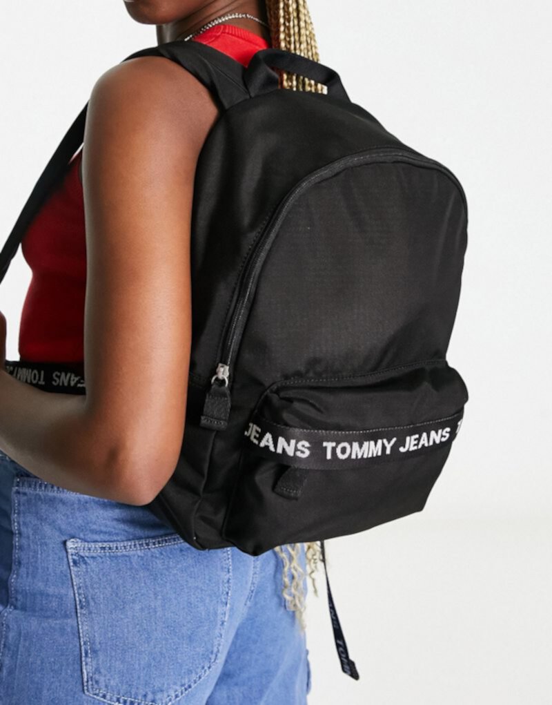 Женский Рюкзак Tommy Jeans Essential с Лентами в Черном Цвете Tommy Jeans