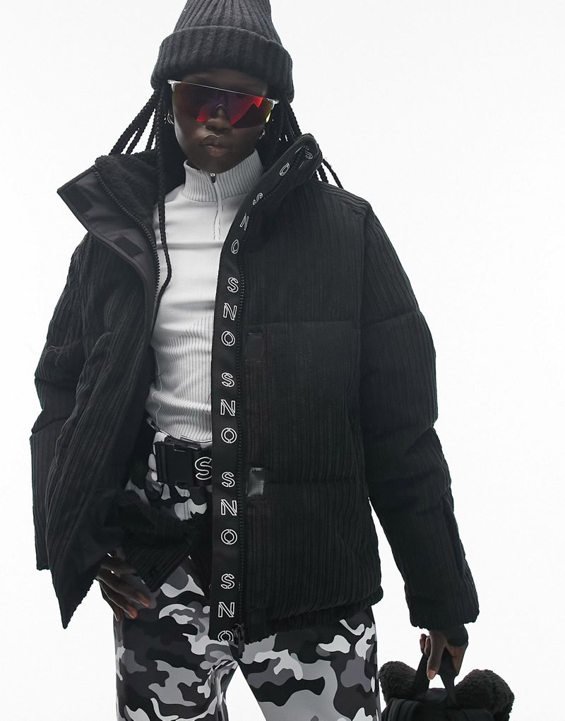 Черная лыжная куртка-пуховик с воротником-воронкой Topshop Sno TOPSHOP
