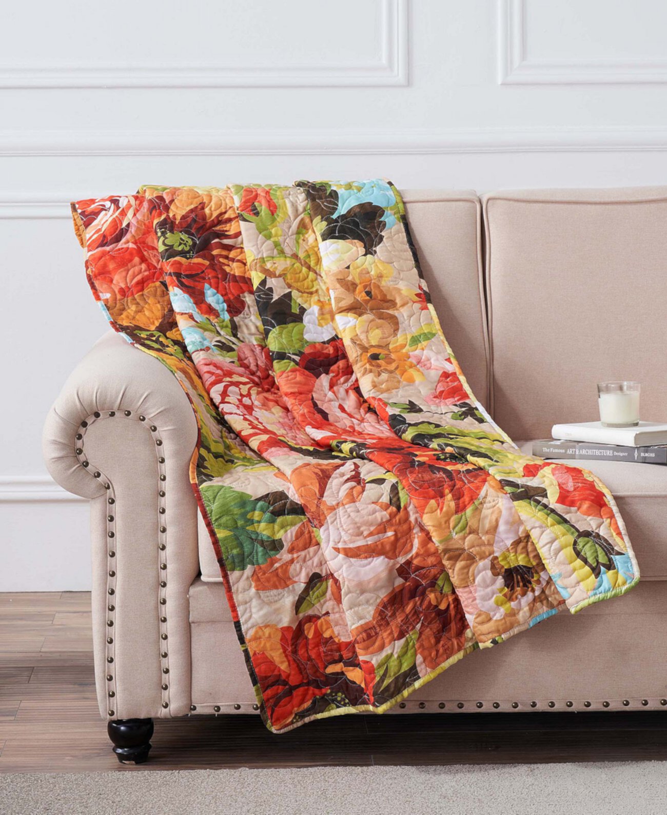 Покрывало квадратное Senna Boho Floral, 127 x 152 см, 100% микрофибра Greenland Home Fashions