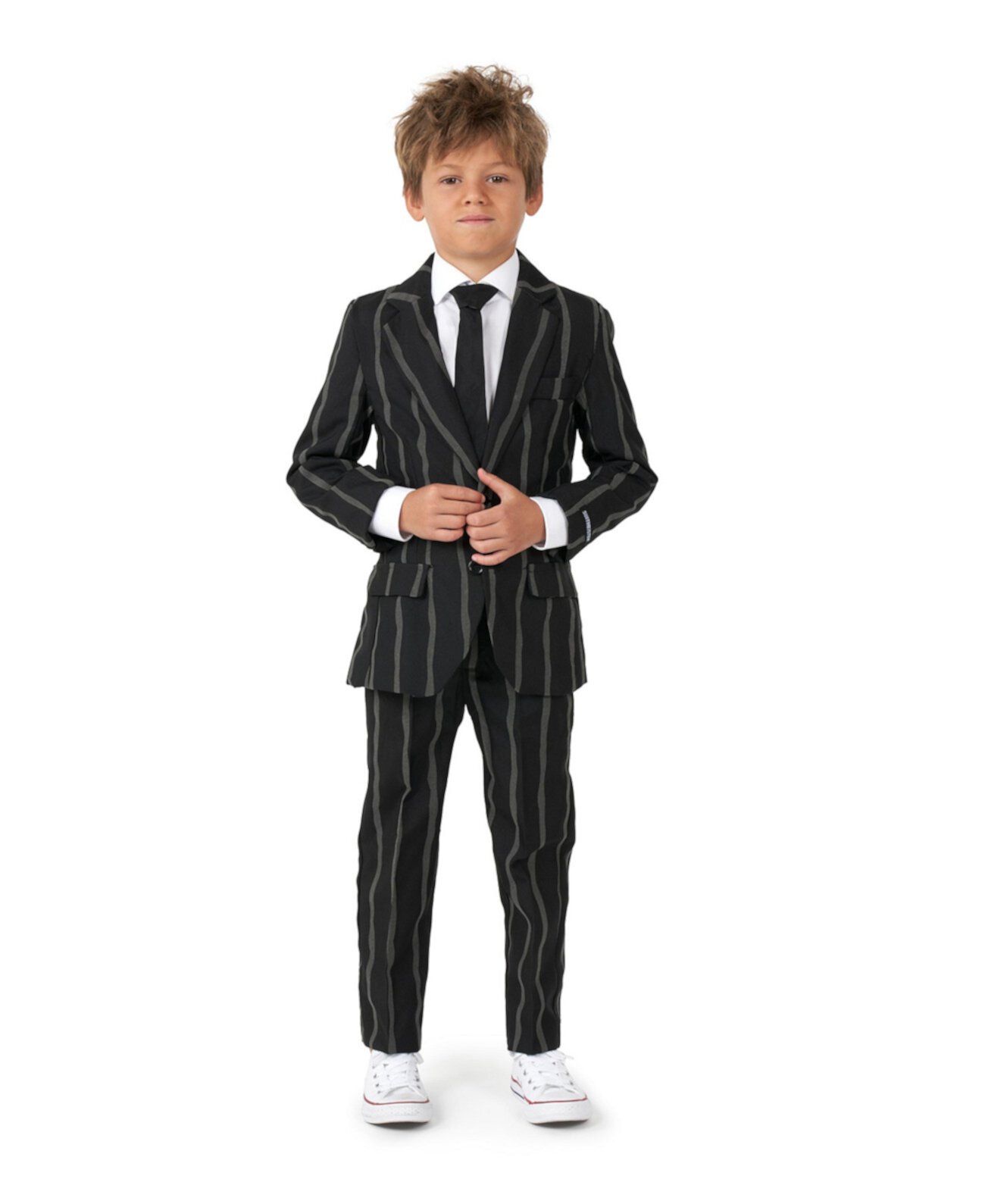 Комплект костюма большого размера с застежкой на пуговицы в тонкую полоску для маленьких мальчиков Suitmeister