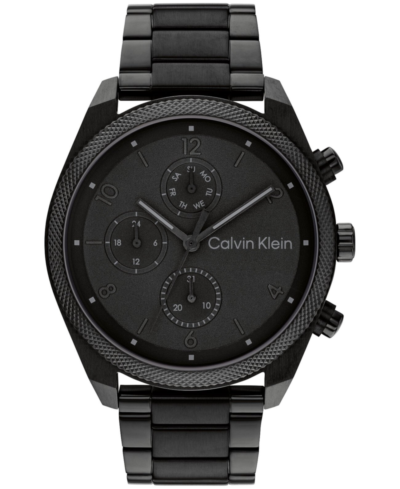 Мужские многофункциональные черные часы-браслет из нержавеющей стали 44 мм Calvin Klein