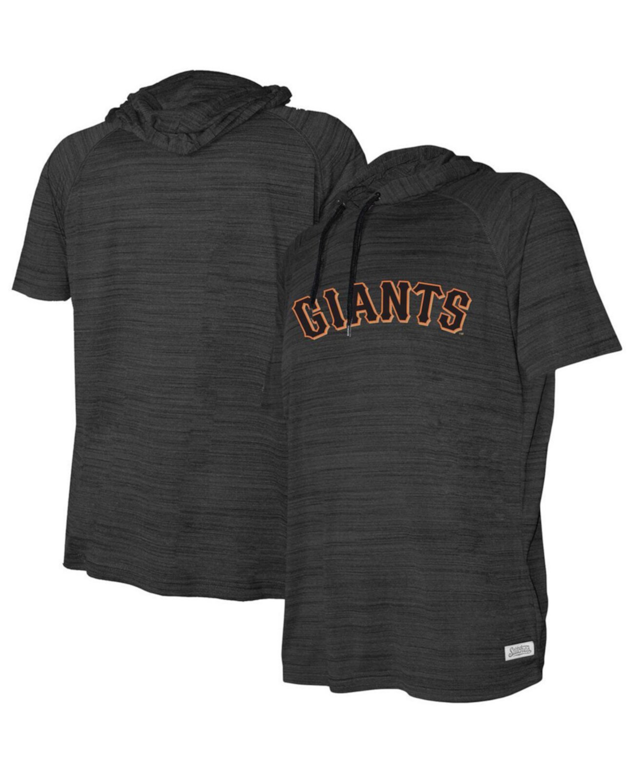 Черный пуловер с капюшоном с короткими рукавами и регланами Big Boys Heather San Francisco Giants Stitches