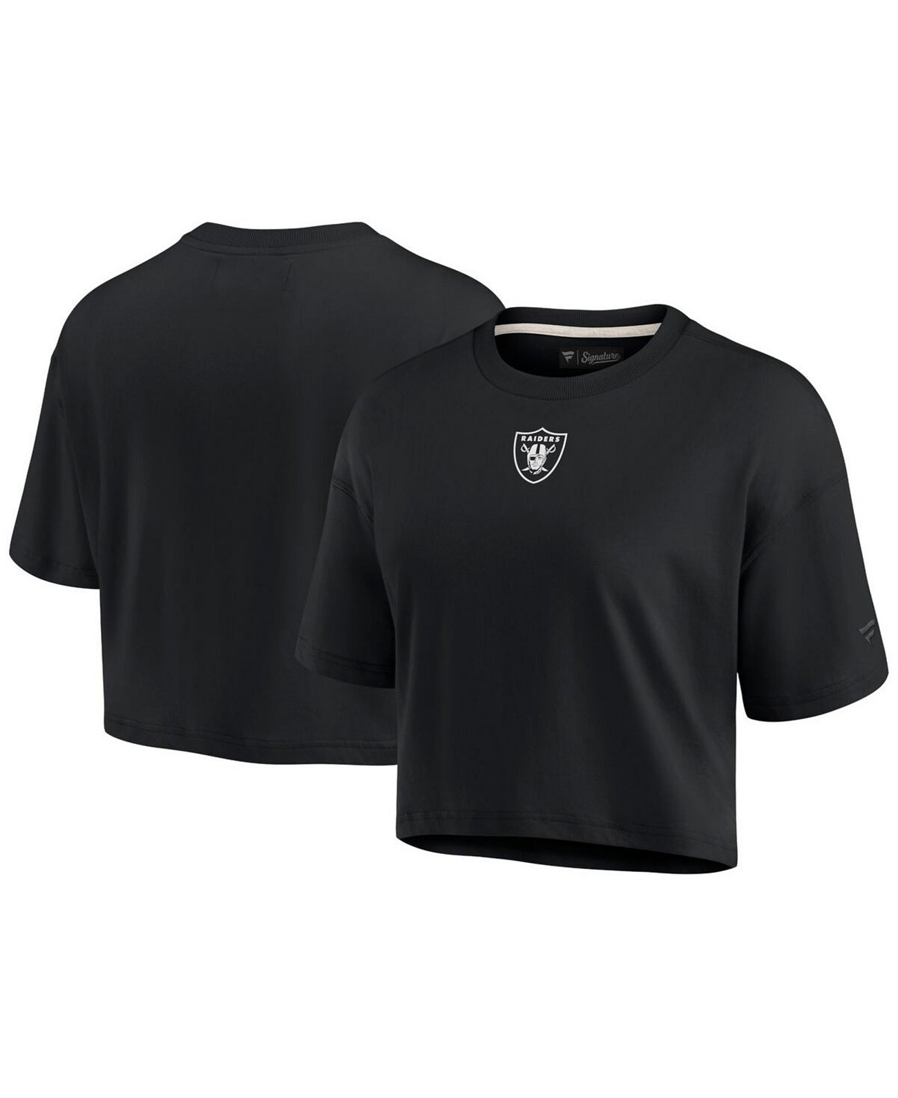 Черная женская укороченная футболка с короткими рукавами Las Vegas Raiders Super Soft Fanatics Signature