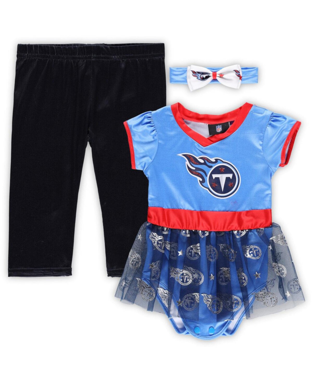 Светло-синий, темно-синий костюм Tennessee Titans с задней дверью и задней дверью для младенцев, костюм для игрового дня Jerry Leigh